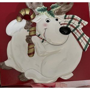 Christmas Reindeer Cookie Plate Fritz and Floyd Brand.
